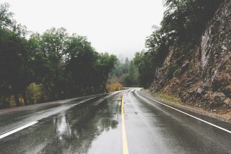 Wet asphalt road after rain